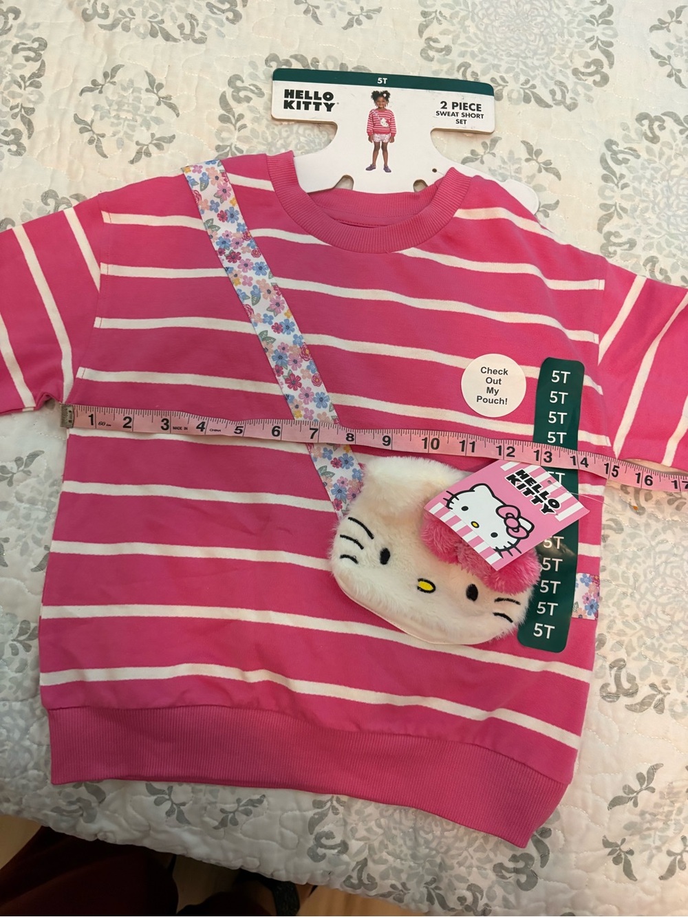 Hello Kitty Toddler Girls Sweatshirt and
Short Set Size 5T Pink Striped NWT - Picture 9 of 13